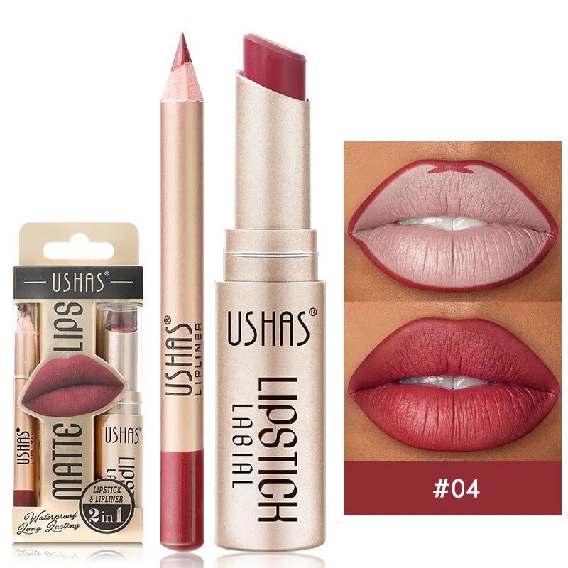 Kit Lip Stick & Delineador (12 Cores)