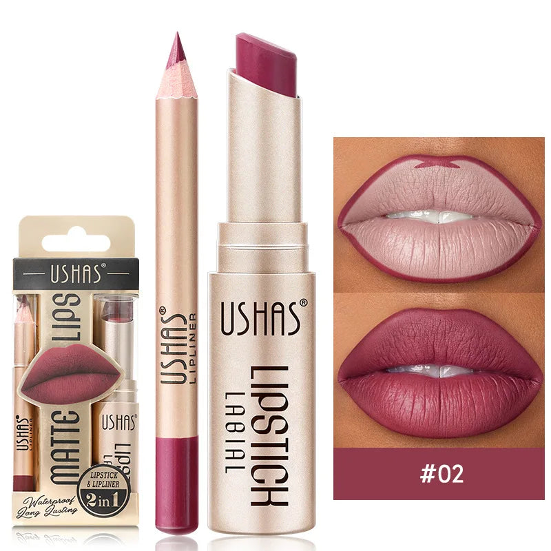 Kit Lip Stick & Delineador (12 Cores)
