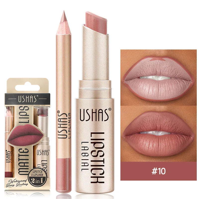 Kit Lip Stick & Delineador (12 Cores)
