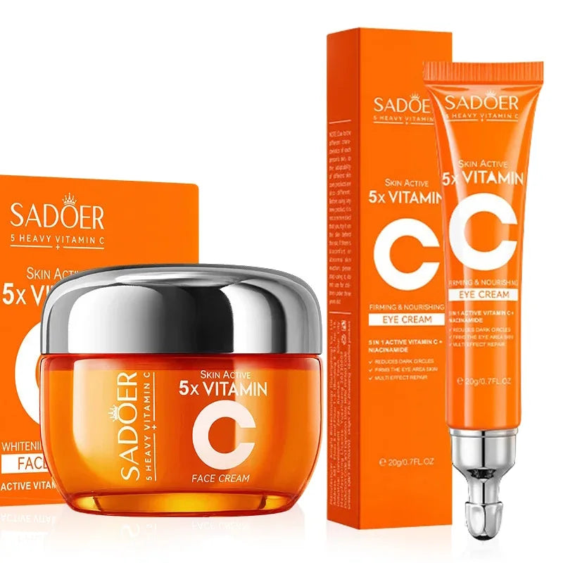 KIT Creme Facial + Creme para os Olhos SADOER com 5x Vitamina C