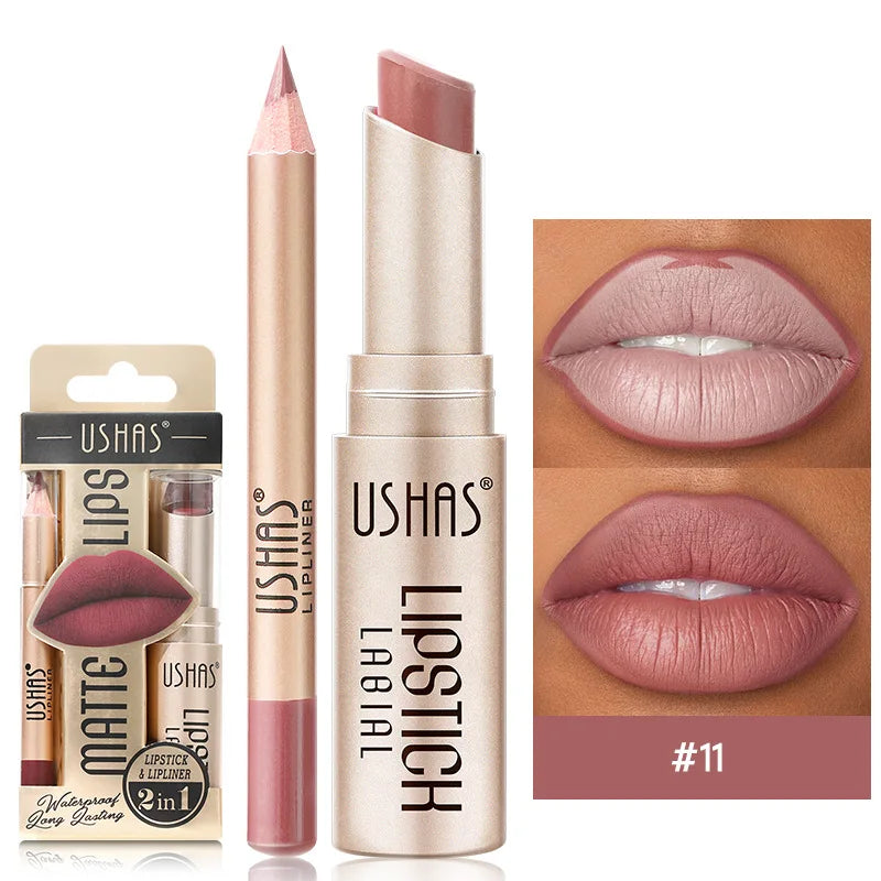 Kit Lip Stick & Delineador (12 Cores)