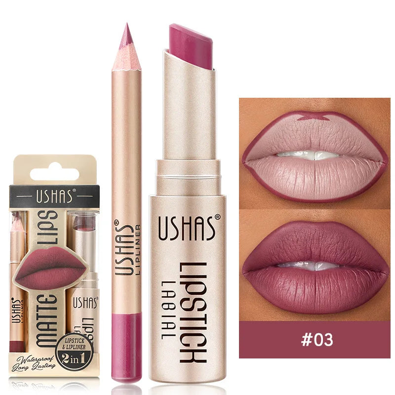 Kit Lip Stick & Delineador (12 Cores)